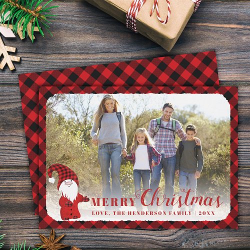 Rustic Cute Family Photo Merry Christmas Holiday Card