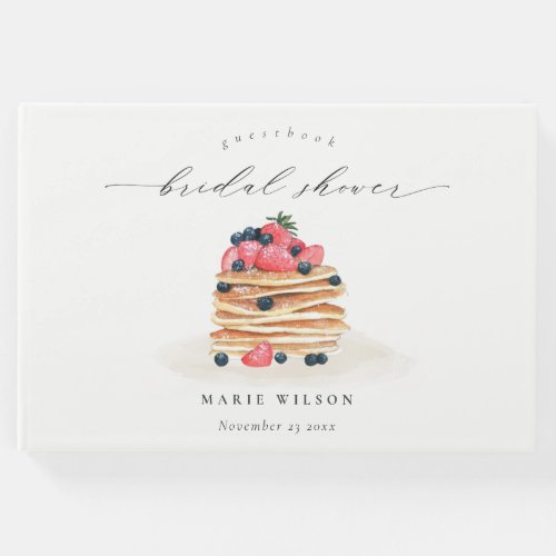 Rustic Cute Fruit Pancake Watercolor Bridal Shower Guest Book