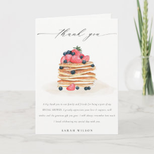 Rustic Cute Fruit Pancake Watercolor Bridal Shower Letterpress Thank You Card