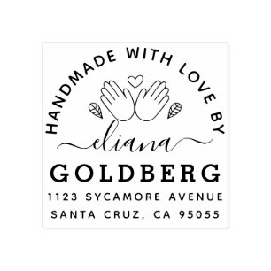 Rustic Cute Handmade With Love Arts & Crafts Label Rubber Stamp