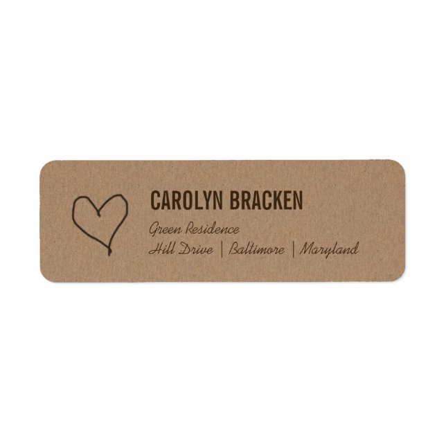 Rustic Cute Heart Kraft Brown Paper Label (Front)
