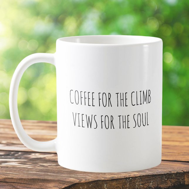 Rustic Cute Hiking Caffeine Pun Jokes Funny Quote Coffee Mug (In situ)