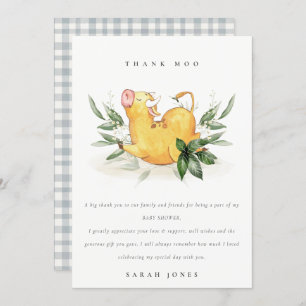 Rustic Cute Holy Cow Farm Foliage Baby Shower Thank You Card