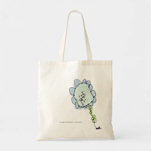 Rustic Cute Kid Drawn Blush Pink Watercolor Flower Tote Bag | Zazzle