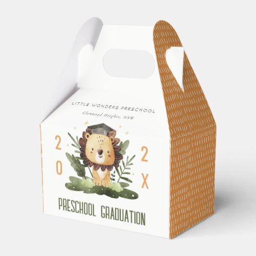 Rustic Cute Kids Lion Foliage Preschool Graduation Favor Boxes