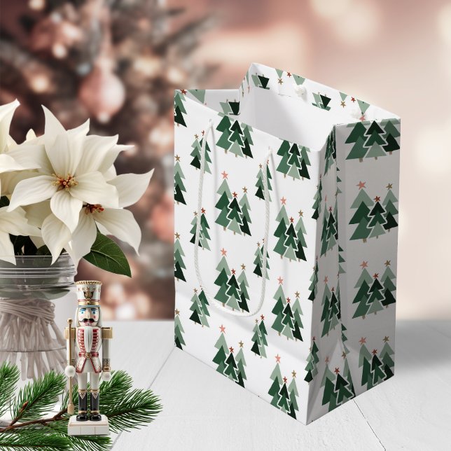 Rustic Cute Modern Christmas Trees Medium Gift Bag (Rustic Cute Modern Christmas Trees Medium Gift Bag)