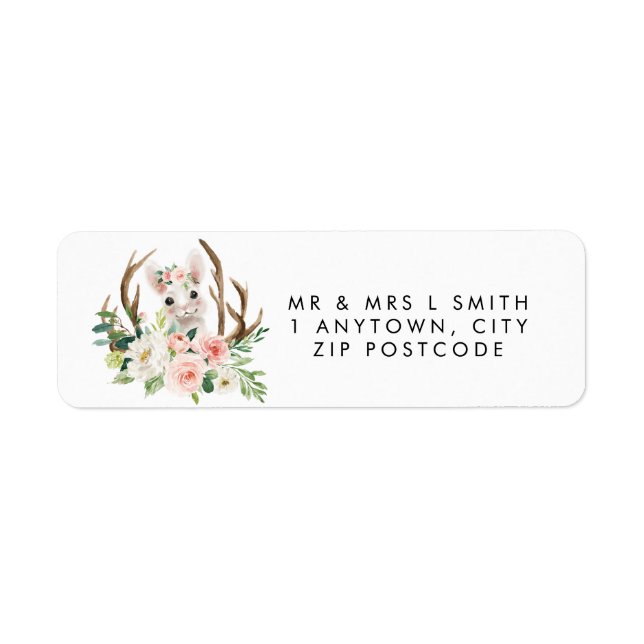 rustic cute rabbit floral return address label (Front)