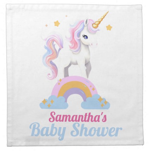 Rustic Cute Rainbow Unicorn Baby Shower  Cloth Napkin
