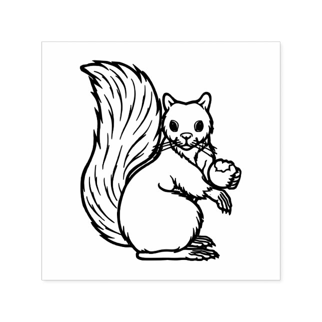 Rustic Cute Squirrel with Nut Image Only No Text Self-inking Stamp (Design)