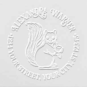 Rustic Cute Squirrel with Nut Name Return Address Embosser