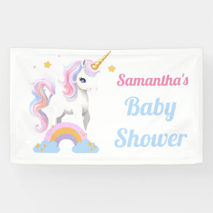 Rustic Cute Watercolor Rainbow Unicorn Baby shower Banner