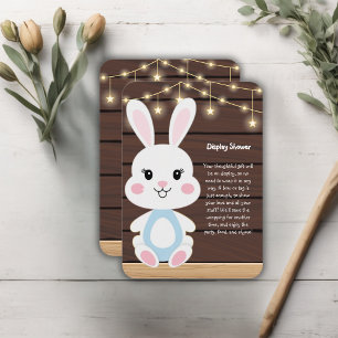 Rustic Cute White Bunny Baby Shower Enclosure Card