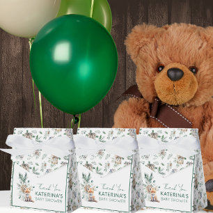 Rustic Cute Woodland Animals Baby Shower Thank You Favor Boxes