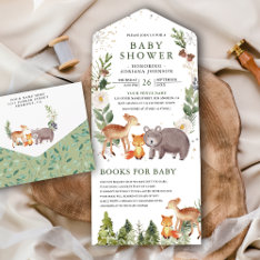 Rustic Cute Woodland Forest Animals Baby Shower All In One Invitation at Zazzle