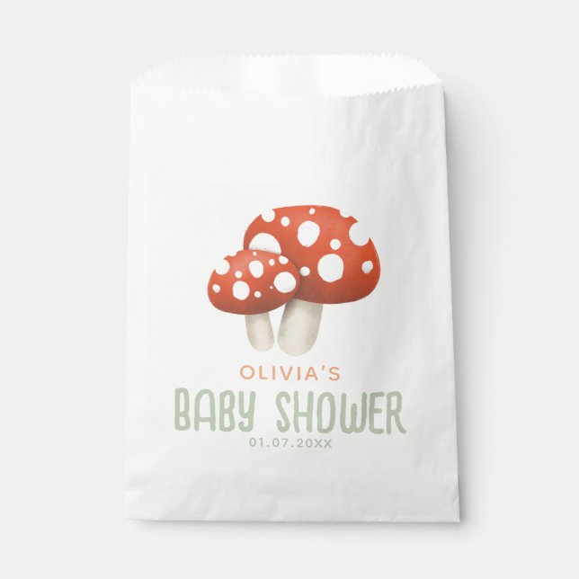 Rustic Cute Woodland Mushroom Baby Shower Favor Bag (Front)