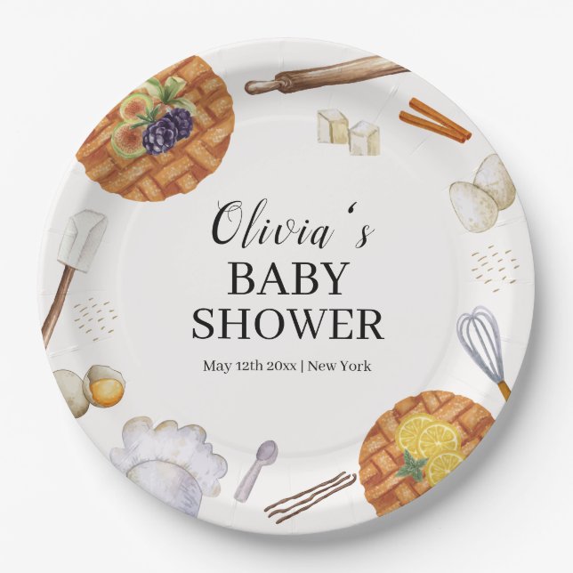Rustic Cutie Baking Pie Baby Shower Paper Plates (Front)