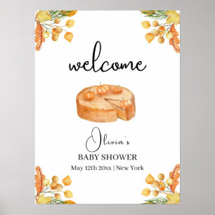 Rustic Cutie Pumpkin Pie Fall Baby Shower Welcome Poster