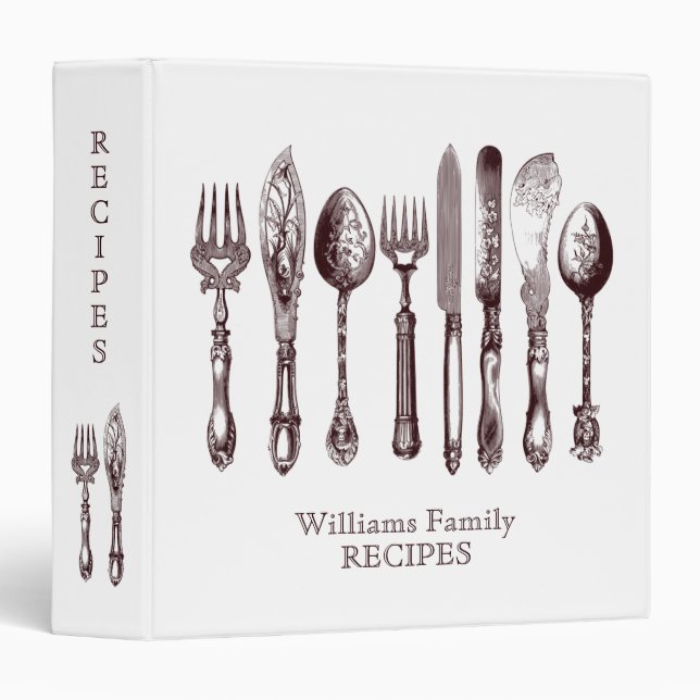 Rustic Cutlery Recipe 3 Ring Binder (Front/Spine)