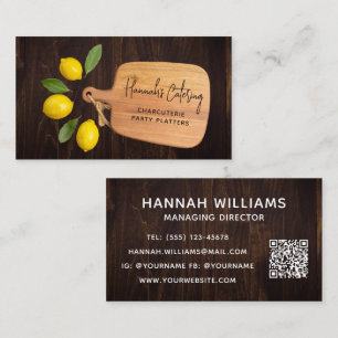 Rustic Cutting Board Citrus Script Business Card