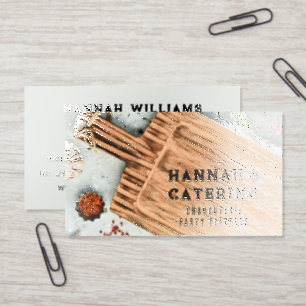 Rustic Cutting Board Cooking QR Code Raised Spot UV Business Card
