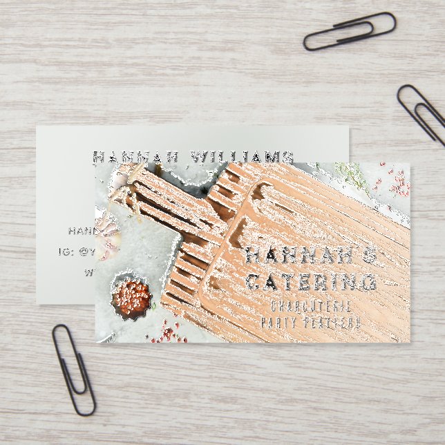 Rustic Cutting Board Cooking QR Code Raised Spot UV Business Card (Desk)