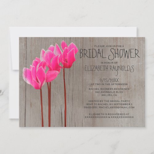 Rustic Cyclamen Bridal Shower Invitations