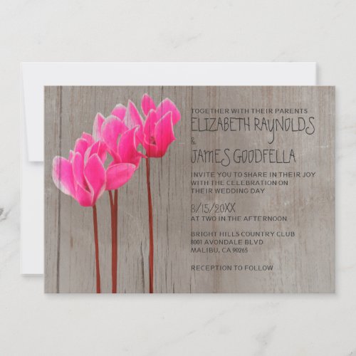 Rustic Cyclamen Wedding Invitations