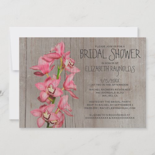 Rustic Cymbidium Orchid Bridal Shower Invitations