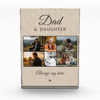 Rustic Dad & Daughter Personalized 6 Photo  Block