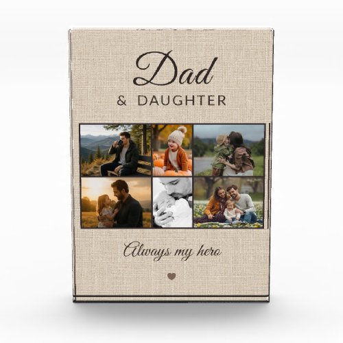 Rustic Dad & Daughter Personalized 6 Photo Block