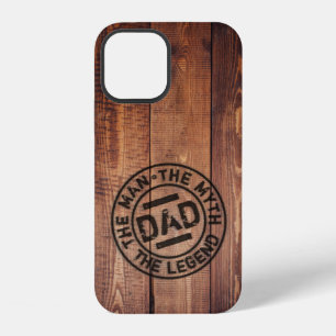Rustic  Dad The Man Myth Legend Wood Pyrography  iPhone 12 Case