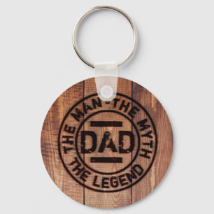 Rustic Dad The Man Myth Legend Wood Pyrography Keychain