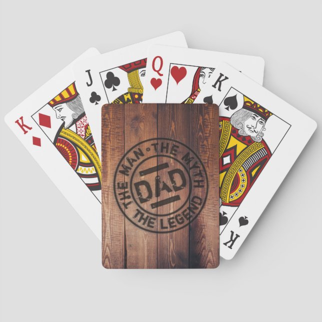 Rustic Dad The Man Myth Legend Wood Pyrography  Poker Cards (Back)