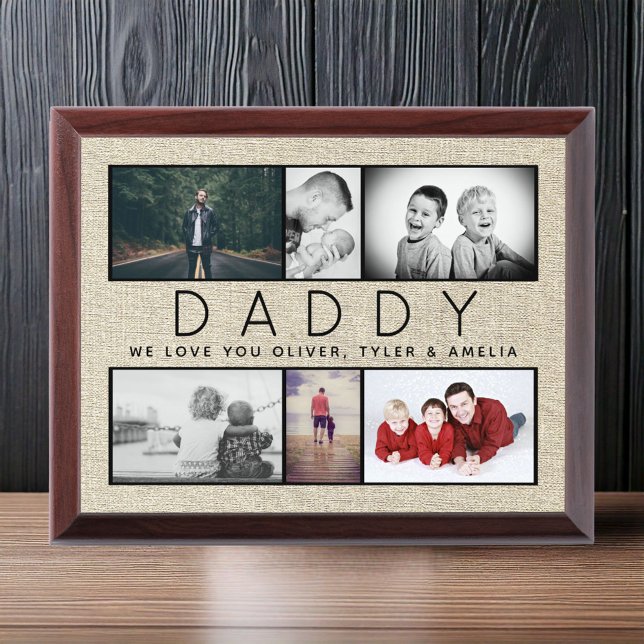 Rustic Daddy Father`s day Custom 6 Photo Collage Award Plaque (Creator Uploaded)