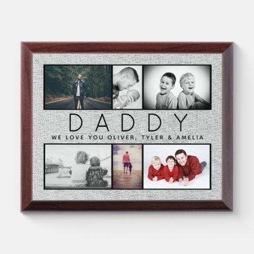 Rustic Daddy Fathers day Custom 6 Photo Collage  Award Plaque