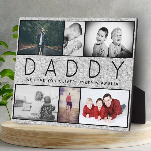 Rustic Daddy Father`s day Custom 6 Photo Collage Plaque (Creator Uploaded)