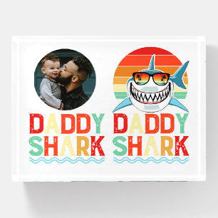 Rustic Daddy Shark Fathers Day Paperweight