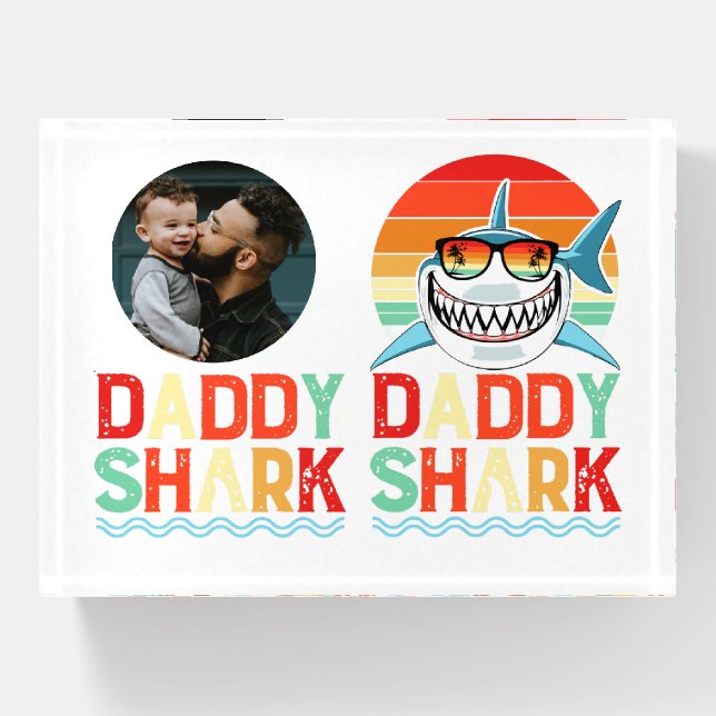 Rustic Daddy Shark Fathers Day  Paperweight (Front)