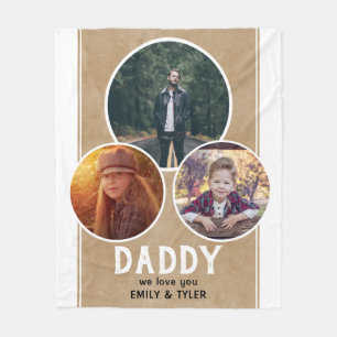 Rustic Daddy we love you 3 Photo Father`s Day Fleece Blanket