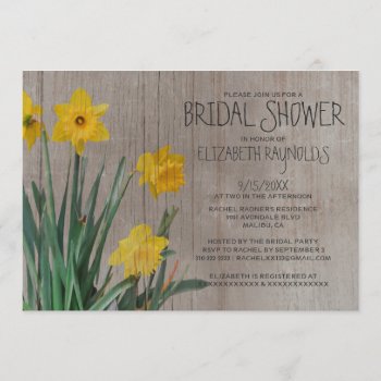 Rustic Daffodil Bridal Shower Invitations by topinvitations at Zazzle