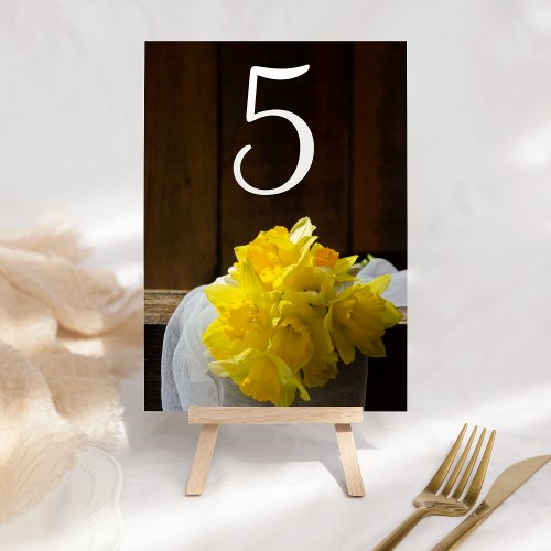 Rustic Daffodils and Barn Wood Country Wedding Table Number