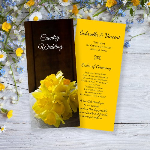 Rustic Daffodils and Barn Wood Spring Wedding  Program