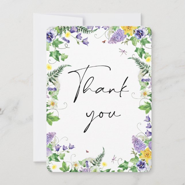 Rustic Daffodils and Wildflowers  Thank You Card (Front)