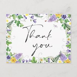 Rustic Daffodils and Wildflowers Thank You Postcard