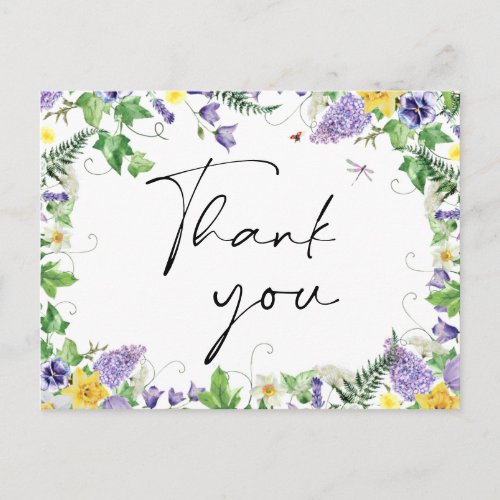 Rustic Daffodils and Wildflowers Thank You Postcard