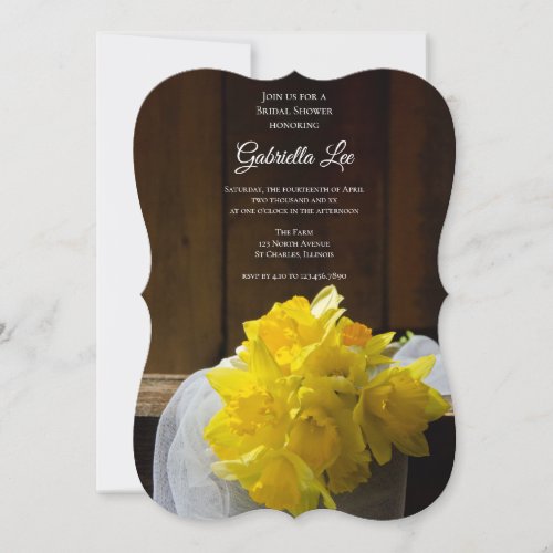 Rustic Daffodils Barn Wood Country Bridal Shower Invitation