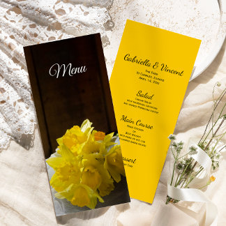 Rustic Daffodils Barn Wood Country Spring Wedding Menu