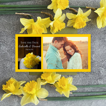 Rustic Daffodils Barn Wood Wedding Save The Date by loraseverson at Zazzle