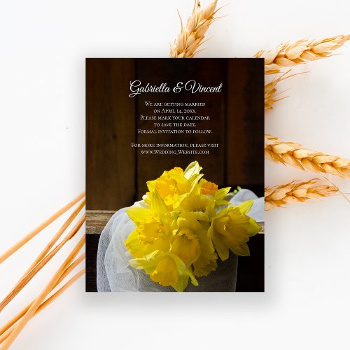 Rustic Daffodils Barn Wood Wedding Save the Date Magnetic Invitation