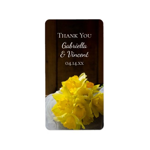 Rustic Daffodils Barn Wood Wedding Thank You Favor Label